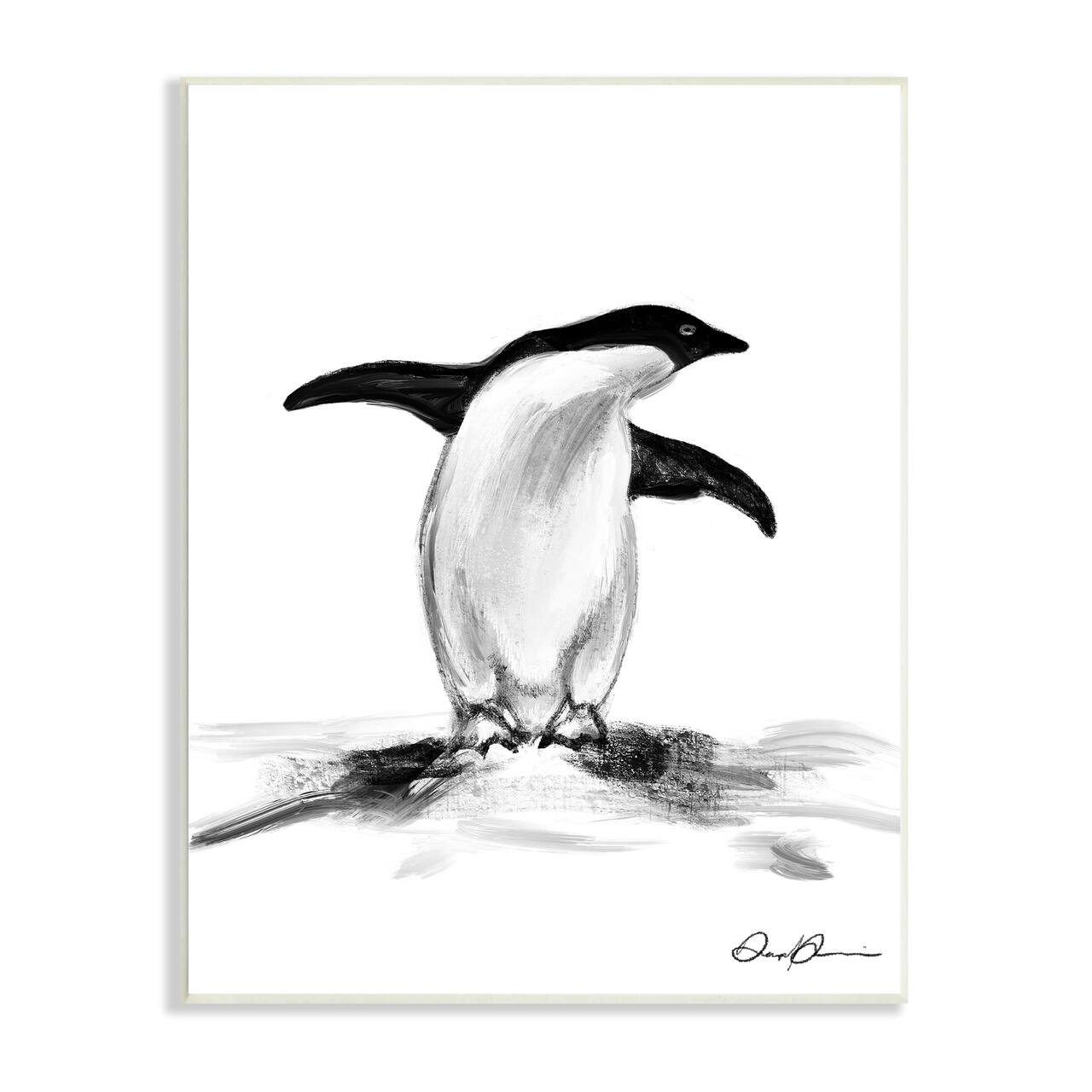 Stupell Industries Adorable Penguin On Snow Mound Arctic Tuxedo Bird Wall Plaque